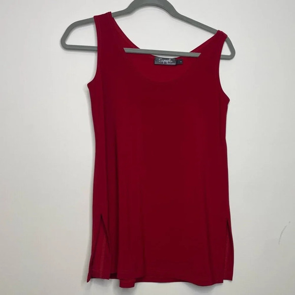 Sympli Womens Red Go To Tank Relaxed Fit Minimalist Top Size 4 - Picture 2 of 7